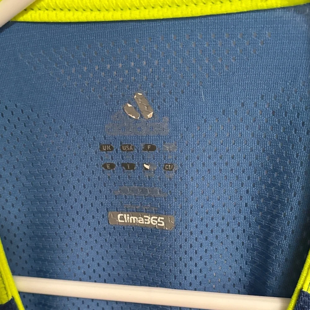 Adidas Navy and Neon Yellow Performance Top